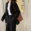 Women Blazers Casual Long Sleeve Double Breasted Outerwear Loose Notched Elegant Korean Ulzzang Office Ladies Button Blazer Chic
