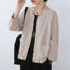 Women Blazers Casual Loose Cotton Linen Suit Jacket o-Neck Outerwear Female Zipper Pockets Tunic Thin Spring Summer Blazer Blusa