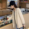 Women Blazers Double Breasted Classic Chic All-match Notched Temperament Simple Korean Style Harajuku Elegant Streetwear Solid