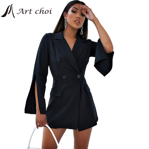 Women Blazers Jackets Autumn Work Office Lady Leisure Suits Slim Business Vintage Female Coats Talever Flare Sleeve Chic