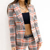 Women Blazers Jackets Slim Coats Long Sleeve Office Ladies Business Plaid Print Vintage Female Cardigan Outerwear Chic Blazers