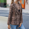 Women Blazers Lapel Long Sleeve Plaid Print Coat Double Breasted Jackets Formal Office Lady Blazer mujer ensembles de blazers