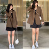 Women Blazers Solid Black Brown Loose Casual All-match Single Breasted Back Split Korean Style Students Outwear Chic New