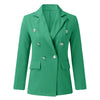 Women Blazers Solid Long Sleeve Double Breasted Jacket Tops With Pockets Oversized Blazers Coats Office Ladies Outerwear Blazer