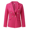 Women Blazers Solid Long Sleeve Double Breasted Jacket Tops With Pockets Oversized Blazers Coats Office Ladies Outerwear Blazer