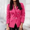 Women Blazers Solid Long Sleeve Double Breasted Jacket Tops With Pockets Oversized Blazers Coats Office Ladies Outerwear Blazer