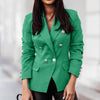 Women Blazers Solid Long Sleeve Double Breasted Jacket Tops With Pockets Oversized Blazers Coats Office Ladies Outerwear Blazer