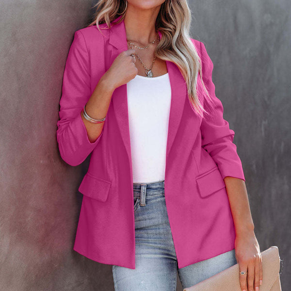 Women Blazers Solid Long Sleeve Open Front Suit Cardigan Office Ladies Long Sleeve Slim Blazer Oversized Lady Outwear Overcoat