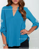 Women Blouse 2022 hot-selling V-neck Solid Color women's Shirt Vestidos GZ807
