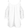 Women Blouse Sexy Lace Hollow Out Cold Shoulder Long Sleeve O Neck Shirt Tops