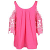 Women Blouse Sexy Lace Hollow Out Cold Shoulder Long Sleeve O Neck Shirt Tops