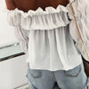 Women Blouse Solid Color Long Sleeve Lace Off Shoulder Ruffled Edges Short Blouse Shirt Ladies Top Clothing блузка женская 2023