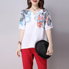 Women Blouse Summer Autumn Cotton Linen Print Blouse Batwing sleeve Shirts blusas femininas plus size Loose Casual Women Tops