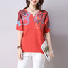 Women Blouse Summer Autumn Cotton Linen Print Blouse Batwing sleeve Shirts blusas femininas plus size Loose Casual Women Tops