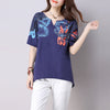 Women Blouse Summer Autumn Cotton Linen Print Blouse Batwing sleeve Shirts blusas femininas plus size Loose Casual Women Tops