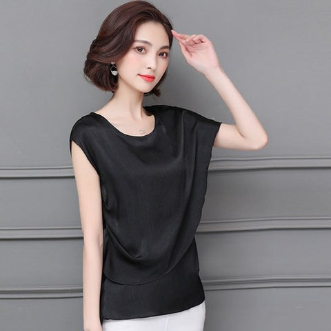 Women Blouse Tops Plus Size 2022 Summer New Chiffon Blouses Causal Solid Simply Short Sleeve Women Clothing Blouse Shirt 0662 40