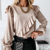Women Blouse Tops Ruffles Long Sleeve Shirt Casual Chiffon Blouse 2023 Spring Autumn Ladies Work Wear Office Blusas Femininas