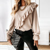Women Blouse Tops Ruffles Long Sleeve Shirt Casual Chiffon Blouse 2023 Spring Autumn Ladies Work Wear Office Blusas Femininas