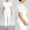 Women Blouse Tops Shirt Layers Petal Sleeves Elegant Spring Summer Rose Red Blue Black White Bluas Ruffles Classy Lady