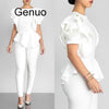 Women Blouse Tops Shirt Layers Petal Sleeves Elegant Spring Summer Rose Red Blue Black White Bluas Ruffles Classy Lady