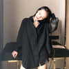 Women Blouses Chiffon Shirts Long Sleeve Spring Black BF Ulzzang Loose All-match Tops Chic Womens Students Casual Simple