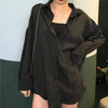 Women Blouses Chiffon Shirts Long Sleeve Spring Black BF Ulzzang Loose All-match Tops Chic Womens Students Casual Simple