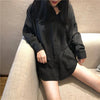 Women Blouses Chiffon Shirts Long Sleeve Spring Black BF Ulzzang Loose All-match Tops Chic Womens Students Casual Simple