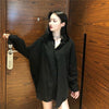 Women Blouses Chiffon Shirts Long Sleeve Spring Black BF Ulzzang Loose All-match Tops Chic Womens Students Casual Simple