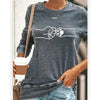 Women Blouses Cute Cats Print Polyester Long Sleeve Round Neck Pullover Casual shirt Blouse Top Women's Clothing рубашка женская