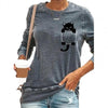 Women Blouses Cute Cats Print Polyester Long Sleeve Round Neck Pullover Casual shirt Blouse Top Women's Clothing рубашка женская