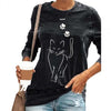 Women Blouses Cute Cats Print Polyester Long Sleeve Round Neck Pullover Casual shirt Blouse Top Women's Clothing рубашка женская