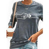 Women Blouses Cute Cats Print Polyester Long Sleeve Round Neck Pullover Casual shirt Blouse Top Women's Clothing рубашка женская