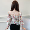 Women Blouses Liva Girl Flower Square Neck Ruffled Slim Sexy Chiffon Shirts Top White One Size Camisa Backless Autumn Blusas