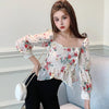 Women Blouses Liva Girl Flower Square Neck Ruffled Slim Sexy Chiffon Shirts Top White One Size Camisa Backless Autumn Blusas