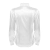 Women Blouses Long Sleeve Female White Shirt Tops OL Style Faux Silk Stand Collar Lace Ruffle Neck Blouse Office Lady Blusas