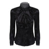 Women Blouses Long Sleeve Female White Shirt Tops OL Style Faux Silk Stand Collar Lace Ruffle Neck Blouse Office Lady Blusas