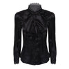 Women Blouses Long Sleeve Female White Shirt Tops OL Style Faux Silk Stand Collar Lace Ruffle Neck Blouse Office Lady Blusas