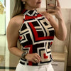 Women Blouses Sexy Leopard Print Ladies Shirts And Tops Halter Blouse Sexy Sleeveless Tops Womens Clothing Summer Female Blouses