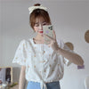 Women Blouses Square-collar Summer Lace-up Printed Daisy Sweet Girls Tops Shirts Korean Style Chic Casual Stylish Simple Elegant