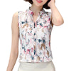 Women Blouses Summer Korean Style Elegant Sleeveless Flower Print Shirt Ladies Tops Female Clothing