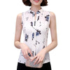 Women Blouses Summer Korean Style Elegant Sleeveless Flower Print Shirt Ladies Tops Female Clothing