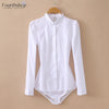 Women Blouses and Tops Long Sleeve White Color Body Shirt Office Work Korean Bodysuit Autumn Jumpsuit 2023 Rompers