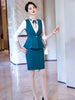 Women Blue Wine Navy Black Vest and Skirt Suit Two Piece Set for Office Ladies Formal Business Work Wear