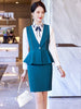 Women Blue Wine Navy Black Vest and Skirt Suit Two Piece Set for Office Ladies Formal Business Work Wear