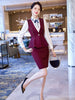 Women Blue Wine Navy Black Vest and Skirt Suit Two Piece Set for Office Ladies Formal Business Work Wear