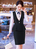 Women Blue Wine Navy Black Vest and Skirt Suit Two Piece Set for Office Ladies Formal Business Work Wear
