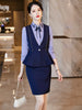 Women Blue Wine Navy Black Vest and Skirt Suit Two Piece Set for Office Ladies Formal Business Work Wear