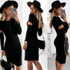 Women Bodycon Dress 2022 Autumn Winter O Neck Long Sleeve Slim Midi Dress Elegant Office Ladies Knee-length Party Dress Vestido