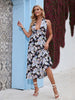 Women Bohemian Floral Printed Beach Party Maxi Dress Sexy Halter Backless Lace Up A Line Chiffon 2023 Elegant Long Summer Dress