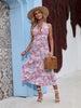Women Bohemian Floral Printed Beach Party Maxi Dress Sexy Halter Backless Lace Up A Line Chiffon 2023 Elegant Long Summer Dress